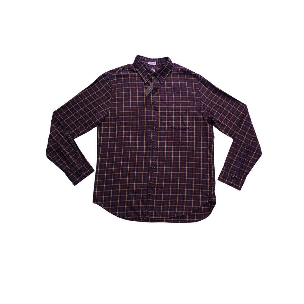 J.Crew Brushed Twill Shirt Mens Medium Purple Plaid Slim Untucked Button Down